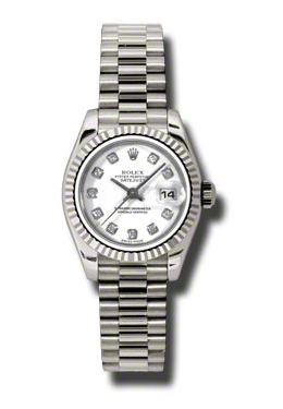 Rolex LadyDatejust 26 White Dial 18K White Gold President Automatic Ladies Watch 179179WDP