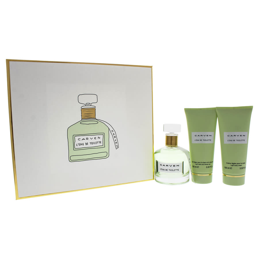 LEau De Toilette by Carven for Women - 3 Pc Gift Set 333oz EDT Spray 333oz Light Body Cream 333oz Ligth Bath and Shower Gel 37$