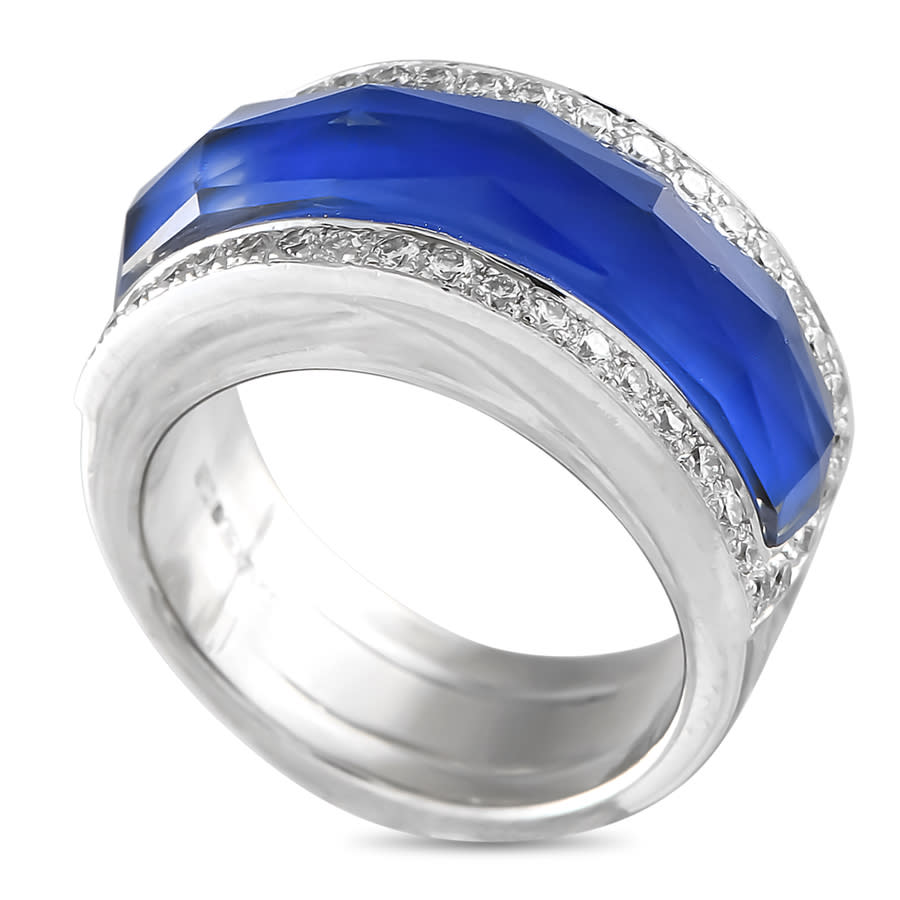 Pre-Owned Stephen Webster 18K White Gold 0.30ct Diamond and Crystal Haze Lapis Ring SW33 032725