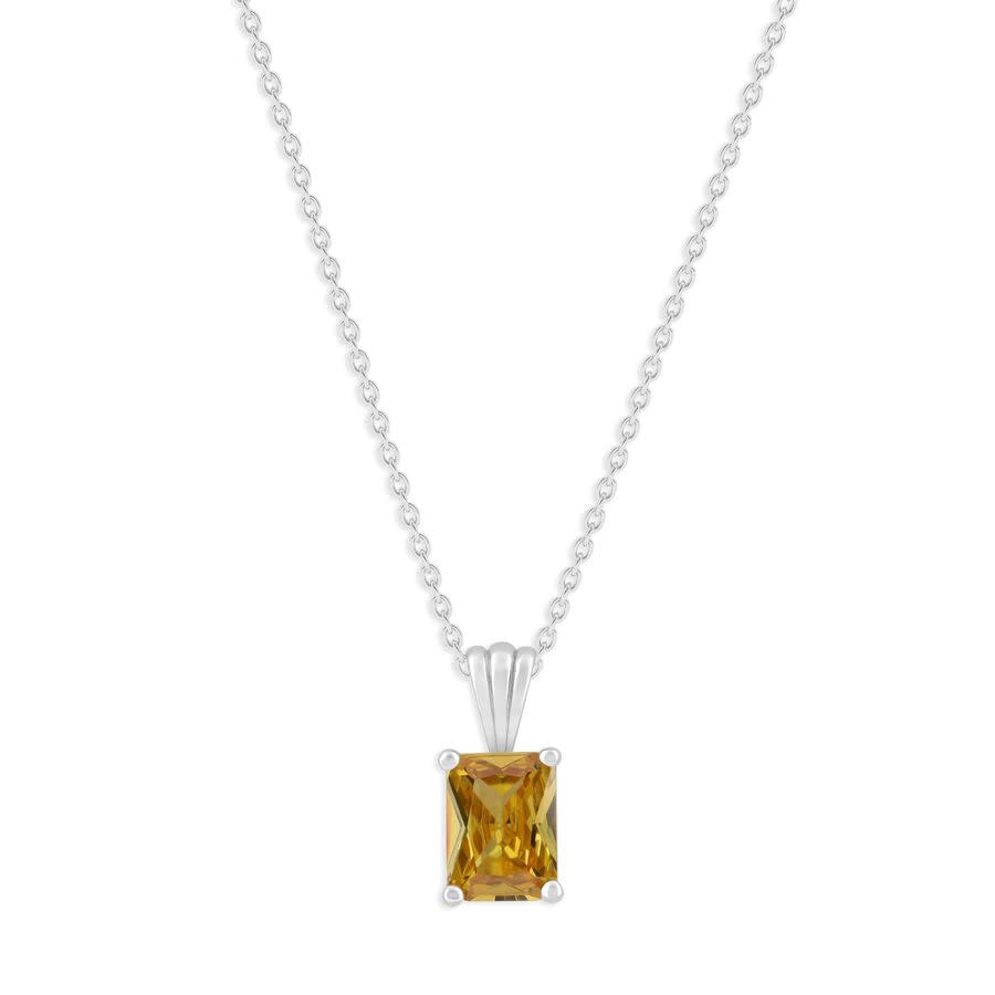 DiamondMuse Belacqua Citrine November Birthstone Emerald Pendant Necklace in Sterling Silver, Jewelry for Women, Gift Box Included