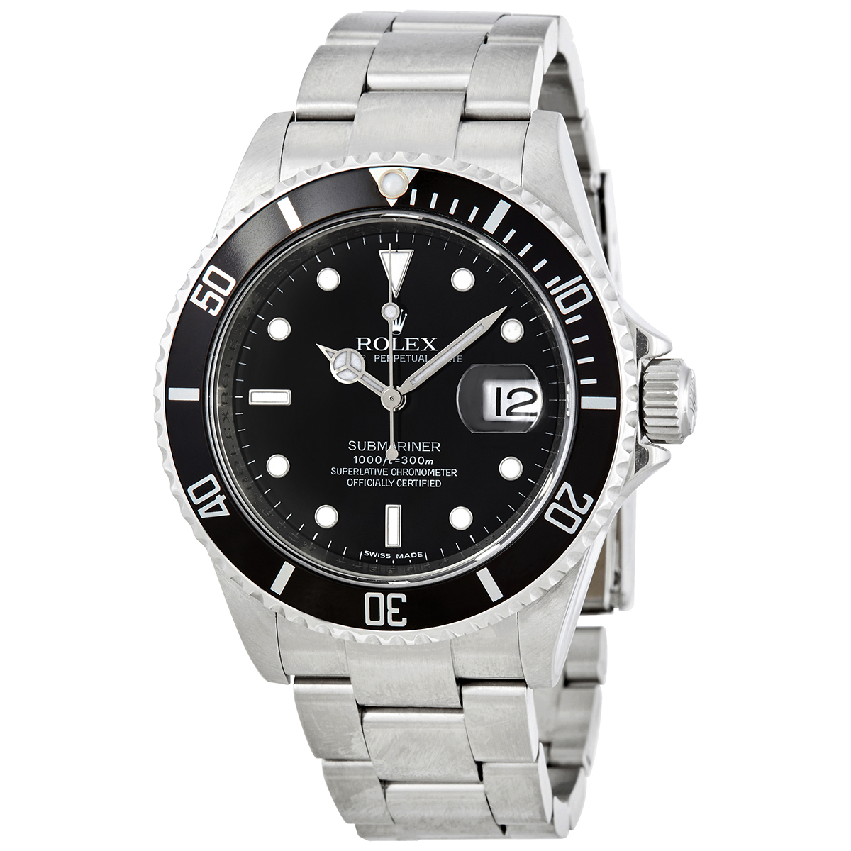 Preowned Rolex Submariner Automatic Chronometer Black Dial Mens Watch 16610BKSO3