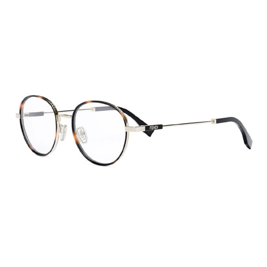 Fendi FE50052U032 Round Metal-Frame Eyeglasses — Black