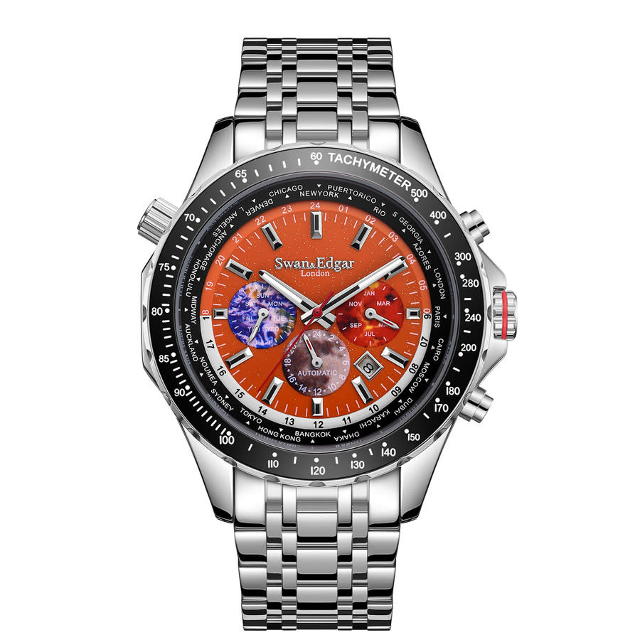 Swan & Edgar World Timer Orange Dial Mens Watch SE01000S