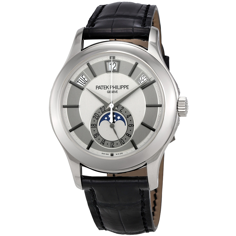 Pre-owned Patek Philippe Complications GMT Grey Dial Mens Watch 5205G-001 41000$