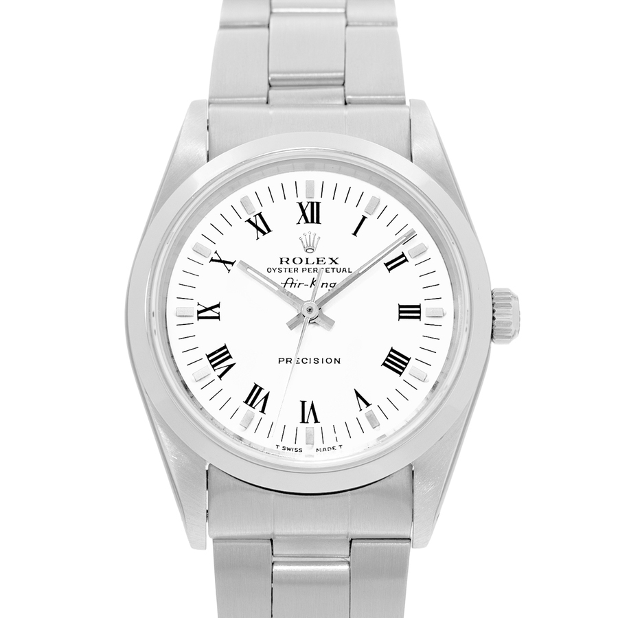 Preowned Rolex Air King 34 Automatic Chronometer White Dial Mens Watch 14000 WRO