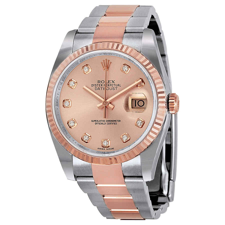 Rolex Oyster Perpetual Datejust 36 Pink Dial Stainless Steel and 18K Everose Gold Bracelet Automatic Ladies Watch 116231PDO Rolex Oyster Perpetual Datejust 36 Pink Dial Stainless Steel and 18K Everose Gold Bracelet Automatic Ladies Watch 116231PDO