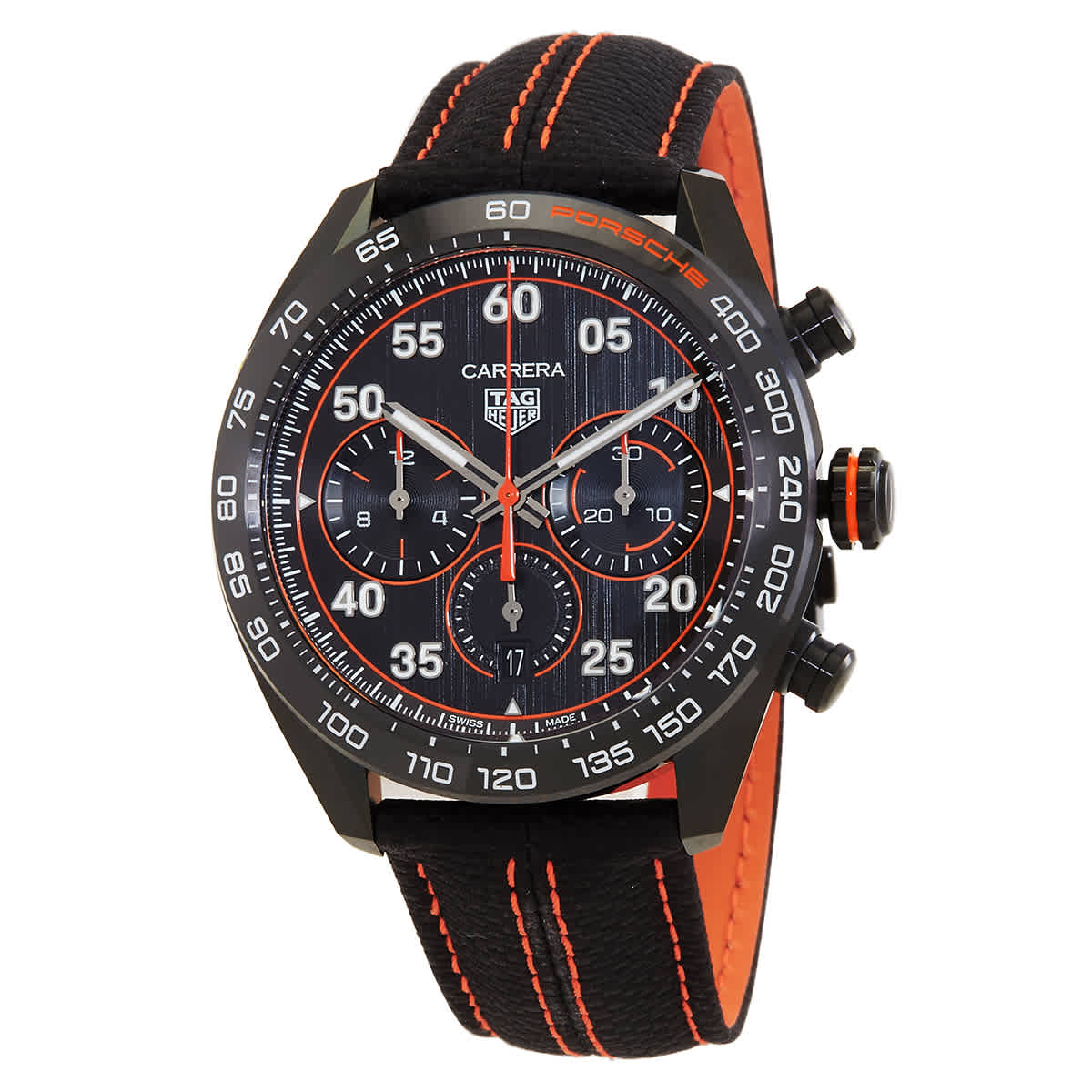 Tag Heuer Carrera X Porsche Orange Racing Chronograph Automatic Black Dial Mens Watch CBN2A1MFC6526 5750$