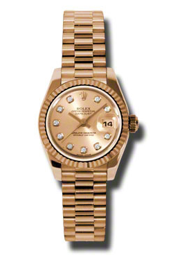 Rolex LadyDatejust 26 Champagne Dial 18K Rose Gold President Automatic Ladies Watch 179175CDP