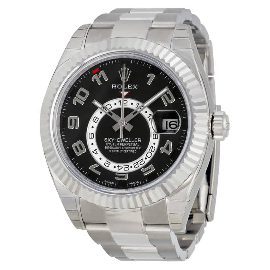 Rolex Sky Dweller Black Dial 18K White Gold Oyster Bracelet Automatic Mens Watch 326939BKAO