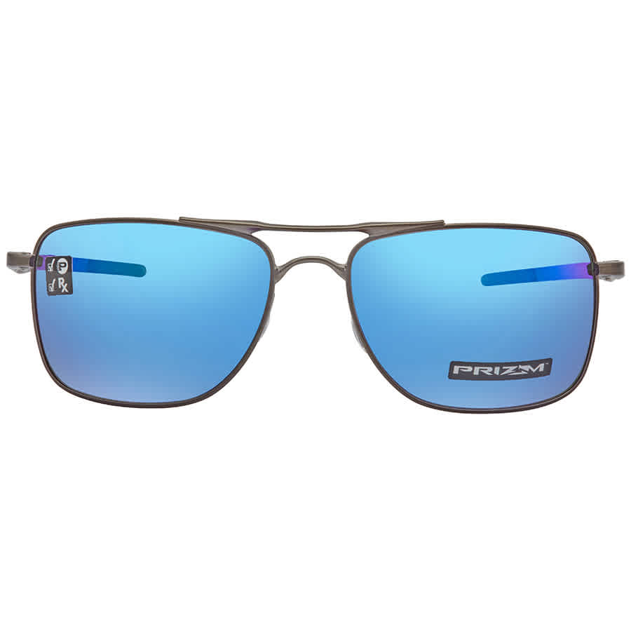 Oakley Gauge 8 OO4124 Prizm Grey Iridium Mirror Polarized Sunglasses - Matte Gunmetal/Prizm Sapphire Iridium Mirror