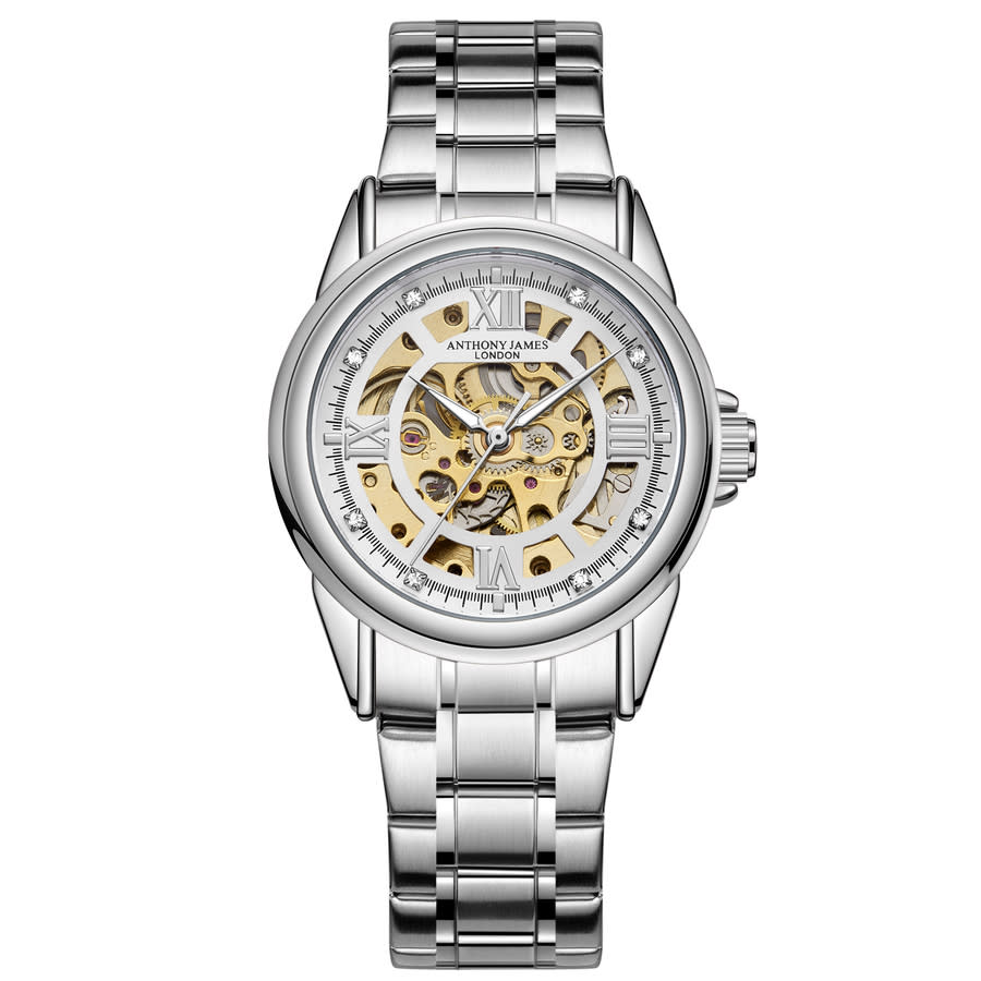 Anthony James Skeleton Automatic Silver-tone Dial Mens Watch AJ006N2