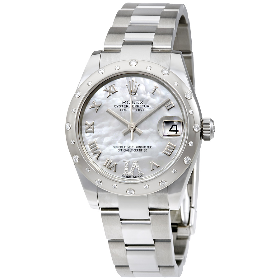 Preowned Rolex Oyster Perpetual Diamond Mother of pearl Dial Ladies Watch 178344MRDO