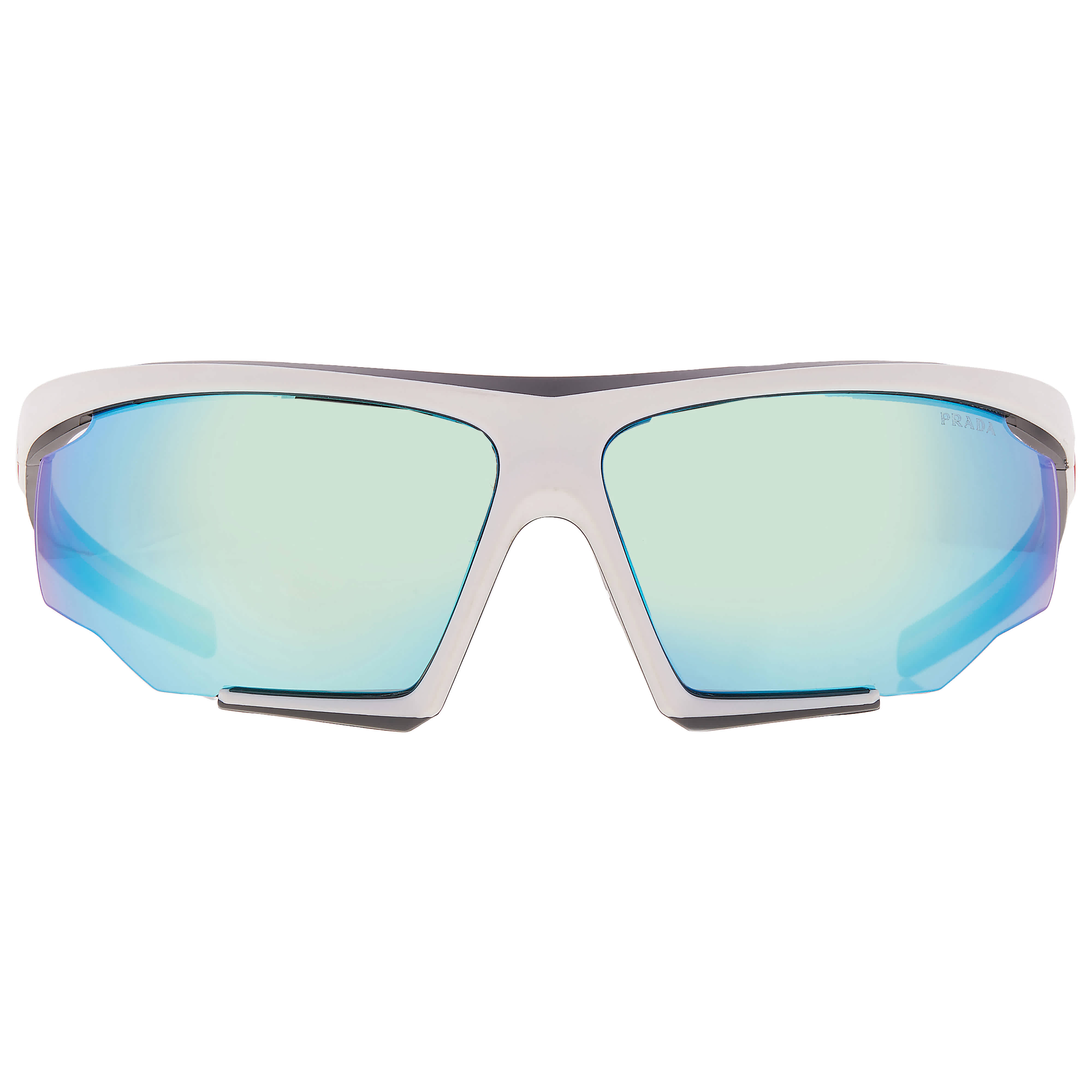 Prada Linea Rossa Man Sunglass PS 07YS -  Frame color: White/Black Rubber, Lens color: Blue Mirror