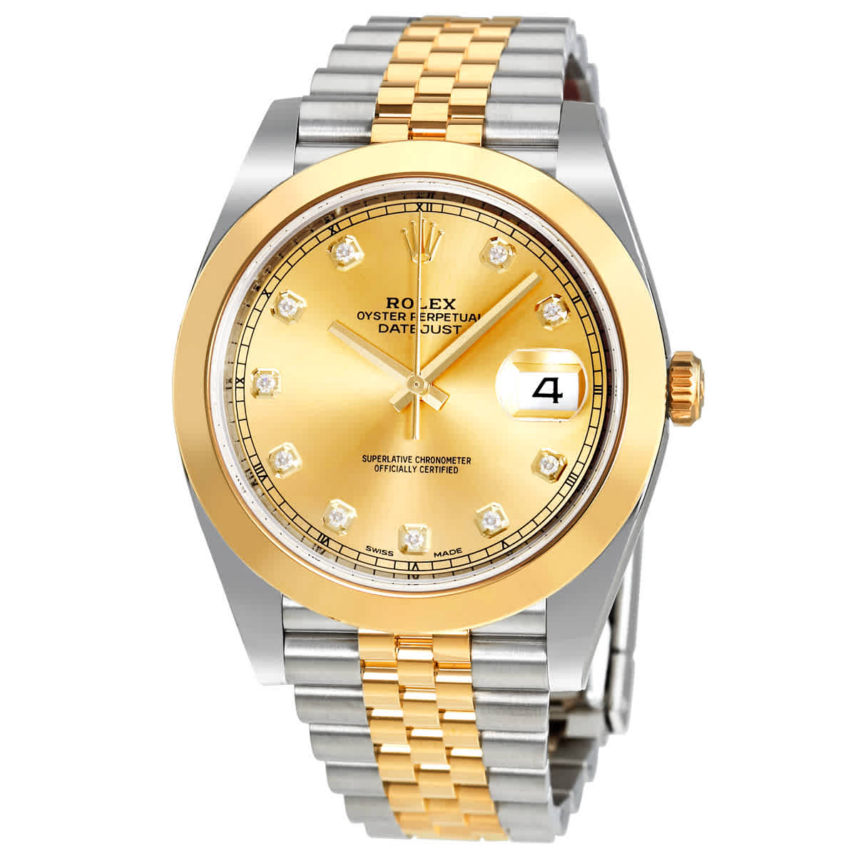 Rolex Datejust 41 Champagne Diamond Dial Steel and 18K Yellow Gold Jubilee Mens Watch 126303CDJ