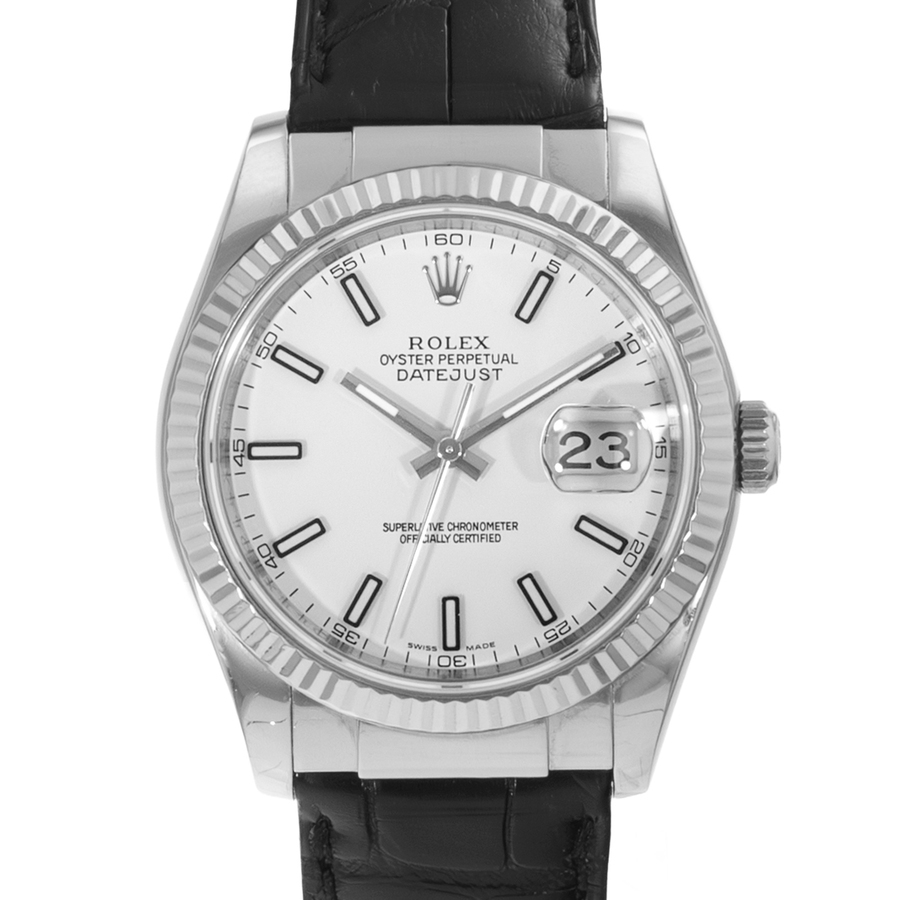 Preowned Rolex Datejust 36 Automatic Chronometer White Dial Mens Watch 116139 WSL