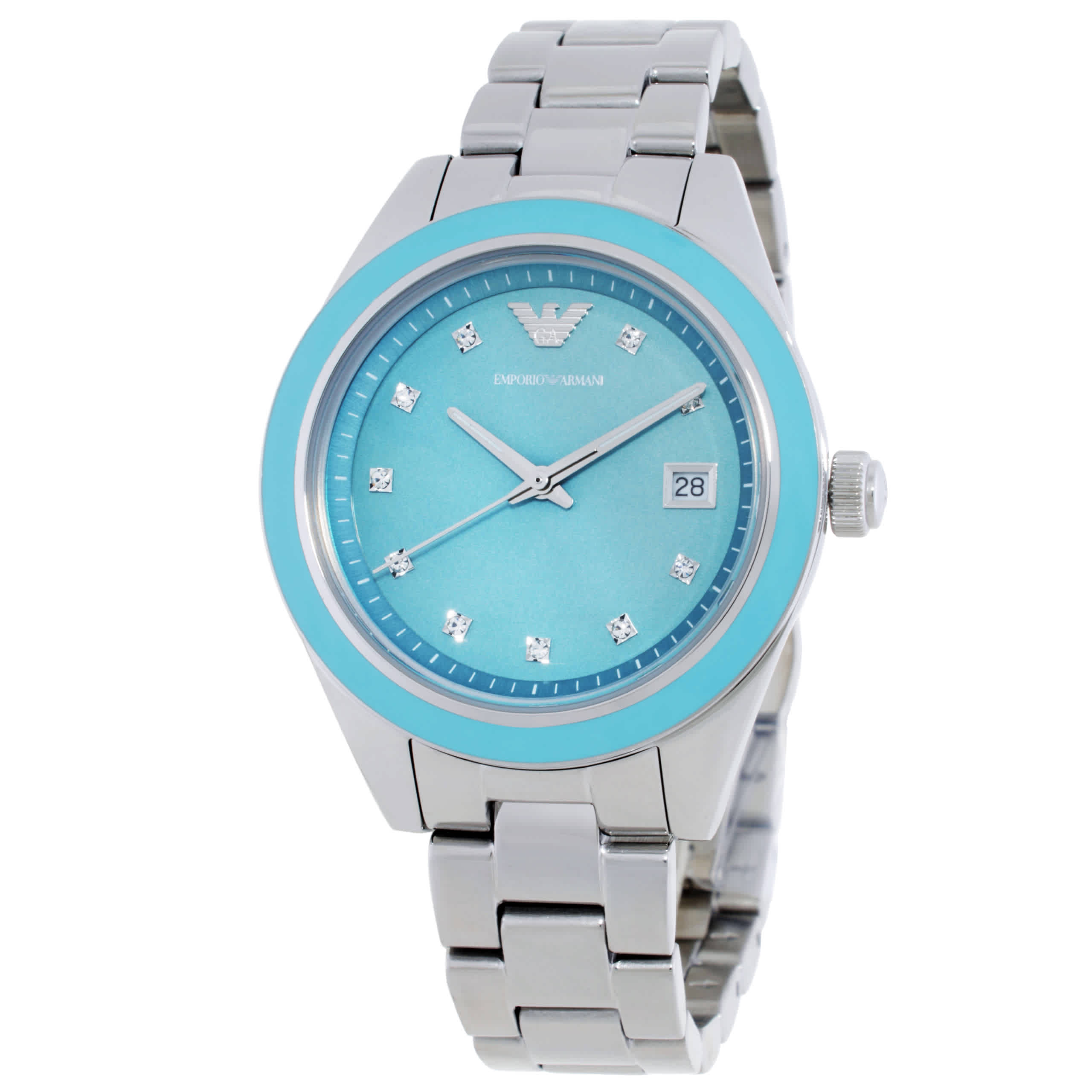 Emporio Armani Leo Quartz Crystal Blue Dial Ladies Watch AR11545 94$
