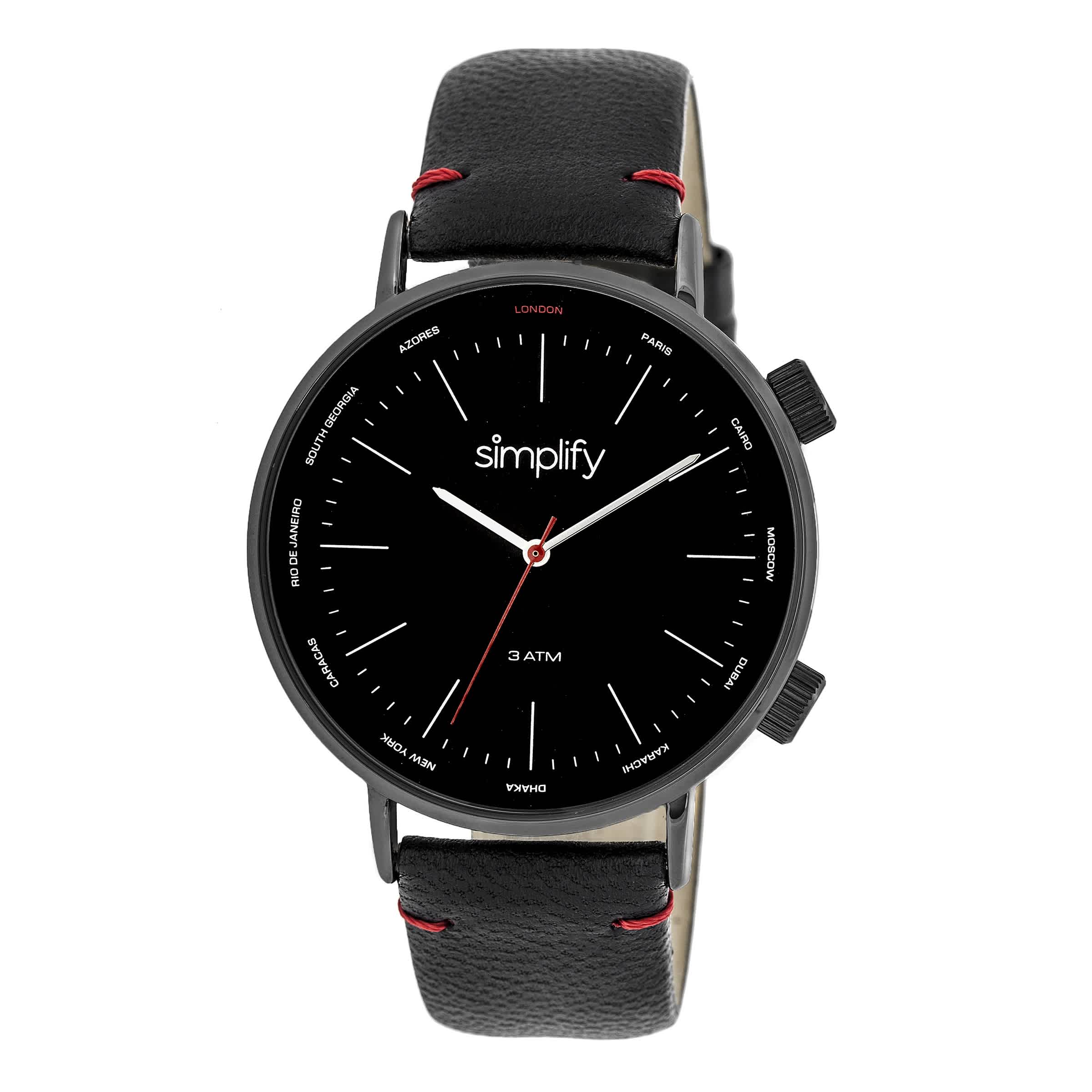 Simplify The 3300 Black Dial Black Leather Watch SIM3306 70$