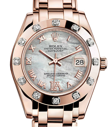 Rolex LadyDatejust Pearlmaster Mother Of Pearl Dial 18K Everose Gold Automatic Ladies Watch 81315MDPM
