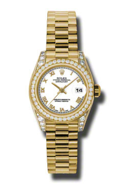 Rolex LadyDatejust 26 White Dial 18K Yellow Gold President Automatic Ladies Watch 179158WRP