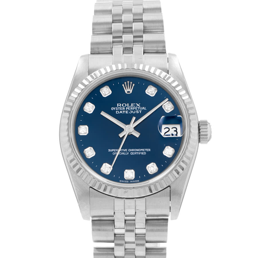 Preowned Rolex Datejust Automatic Diamond Blue Dial Mens Watch 68274 BLDJ