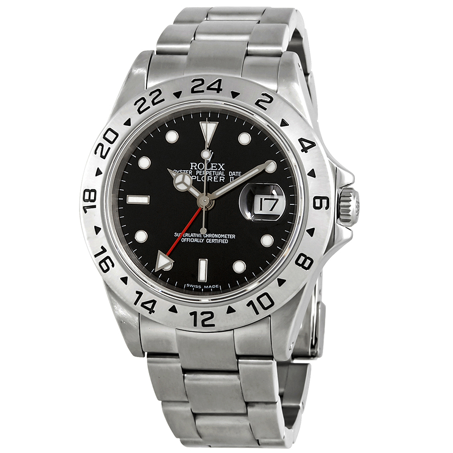 preowned rolex explorer ii automatic chronometer black dial mens watch 16570 bkso