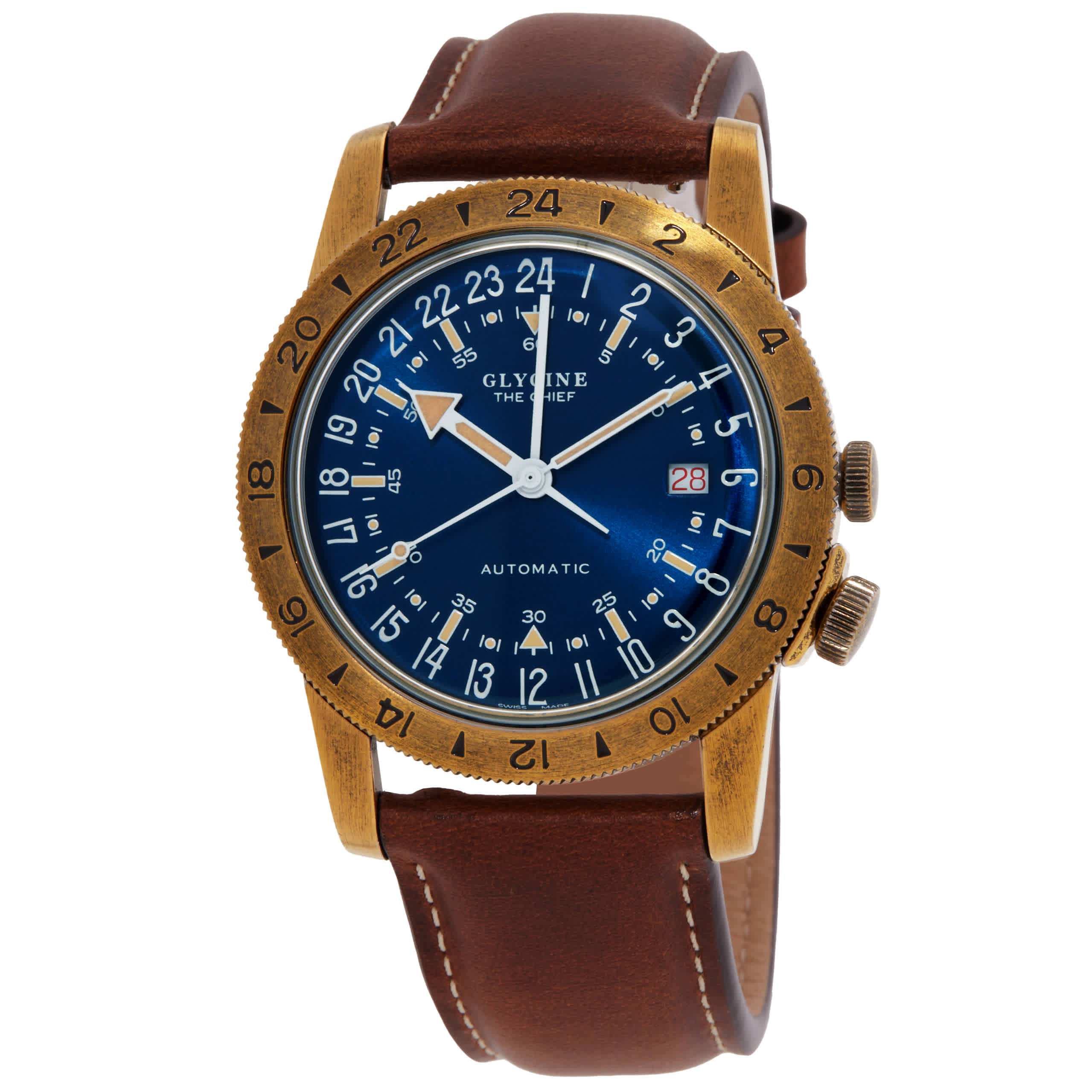 Glycine Airman Vintage The Chief Automatic Blue Dial Mens Watch GL0308 670$