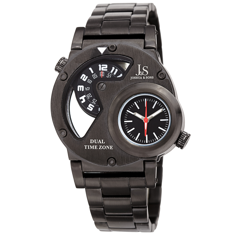 Joshua and Sons Dual Time Quartz Black Dial Mens Watch JX143BK