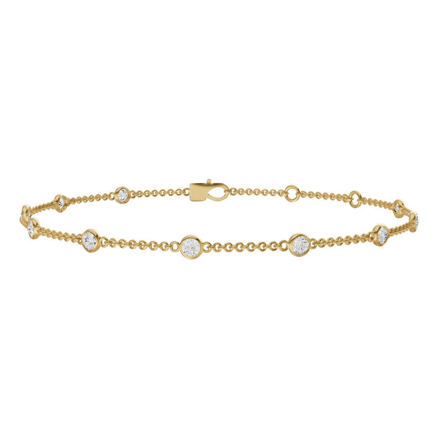 Diamond2Deal 14K Yellow Gold 05ct Round Lab Grown Diamond Station Bracelet E-F VS1-VS2 1175$