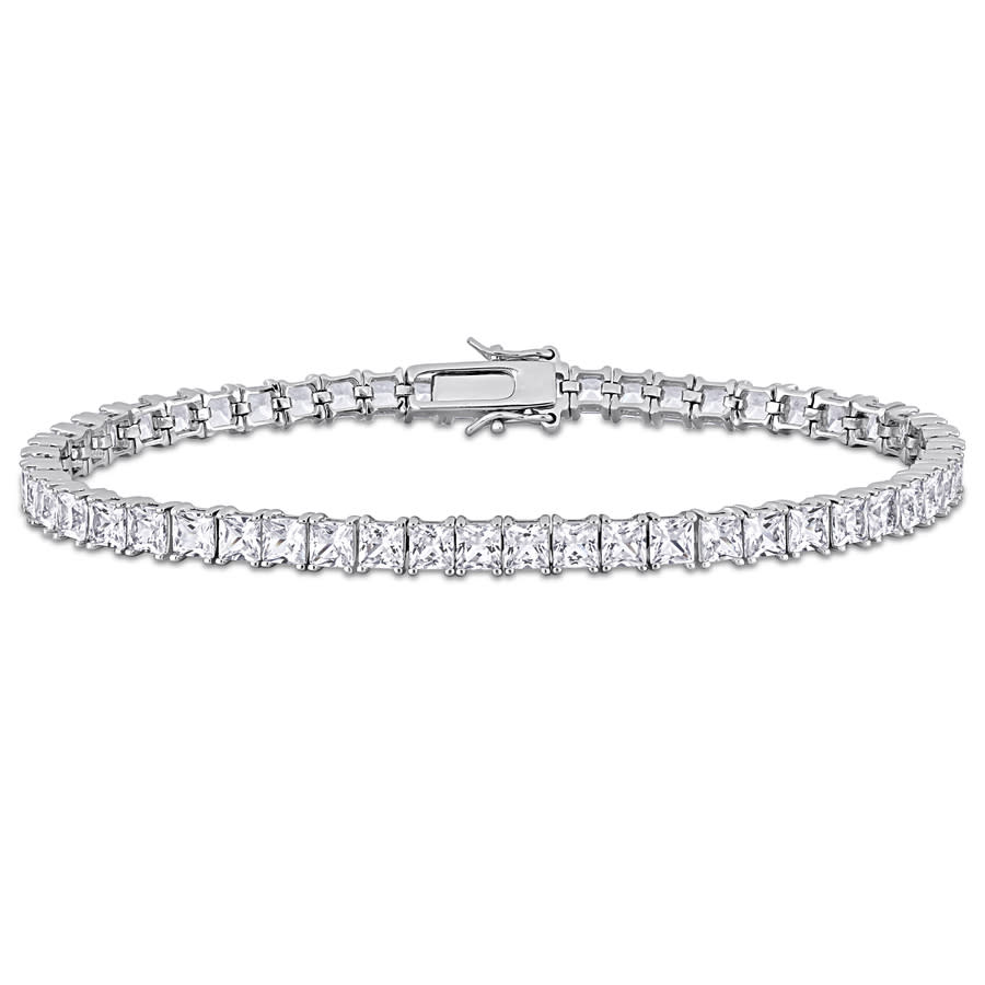 Amour 19 CT TGW Square Created White Sapphire Mens Tennis Bracelet in Sterling Silver 140$