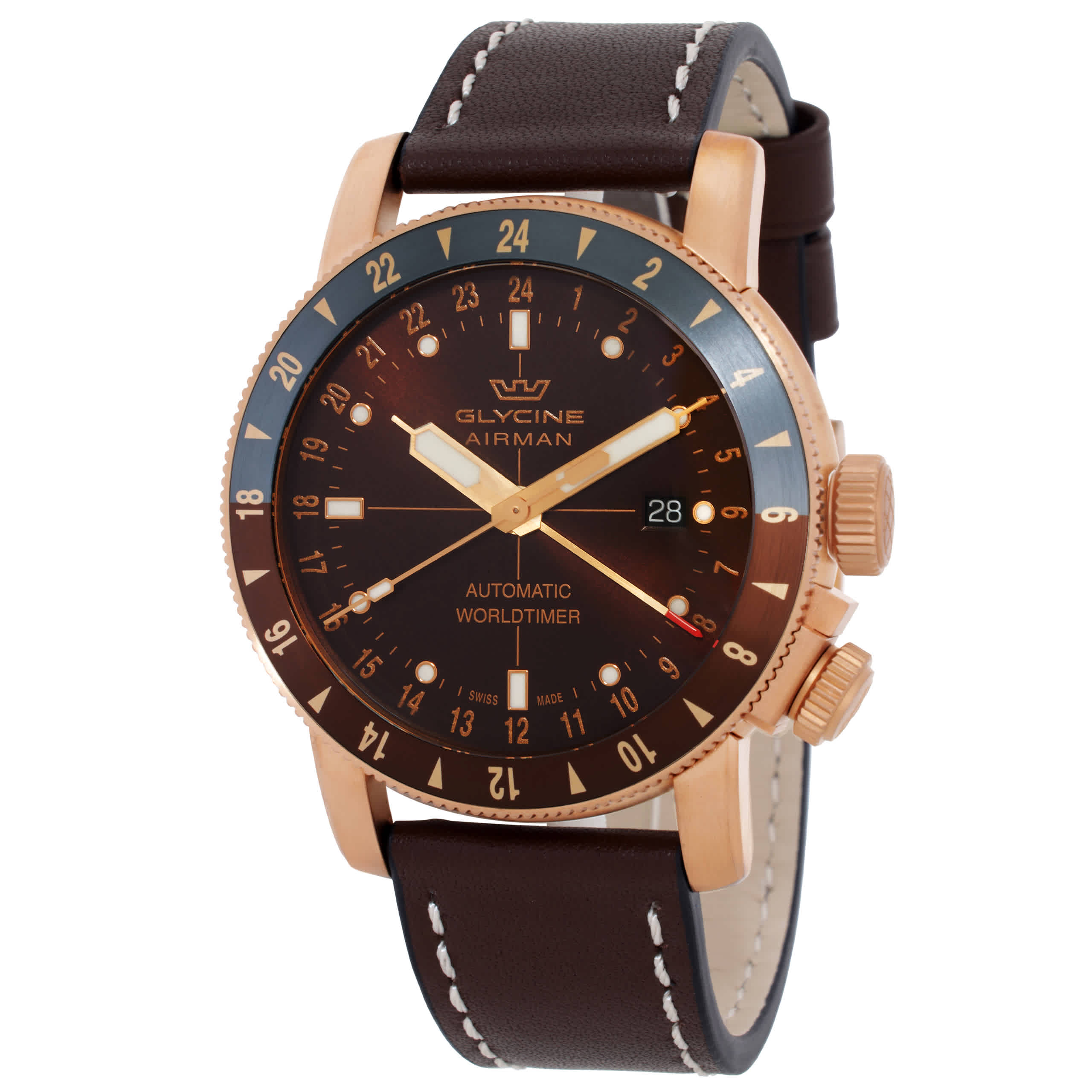 Glycine Airman 44 GMT Automatic Brown Dial Mens Watch GL0549 819$