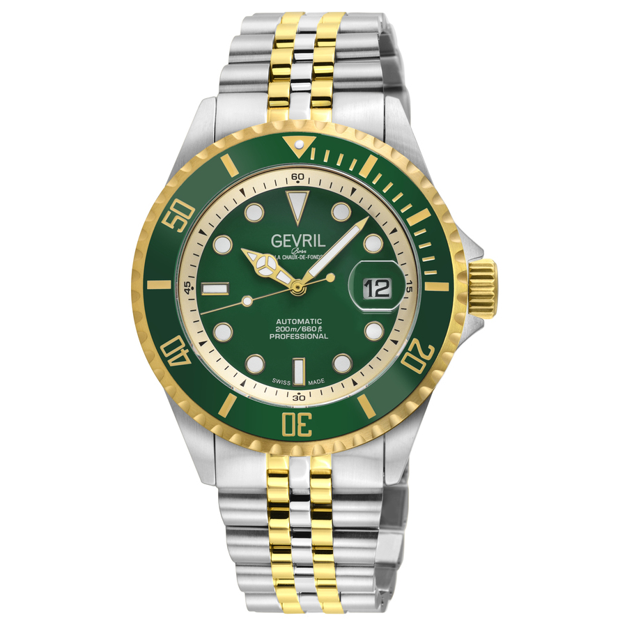 Gevril Wall street Automatic Green Dial Mens Watch 41857B
