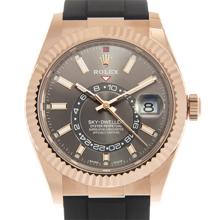 Preowned Rolex SkyDweller GMT Automatic Dark Rhodium Dial Mens Watch 326235DRSR