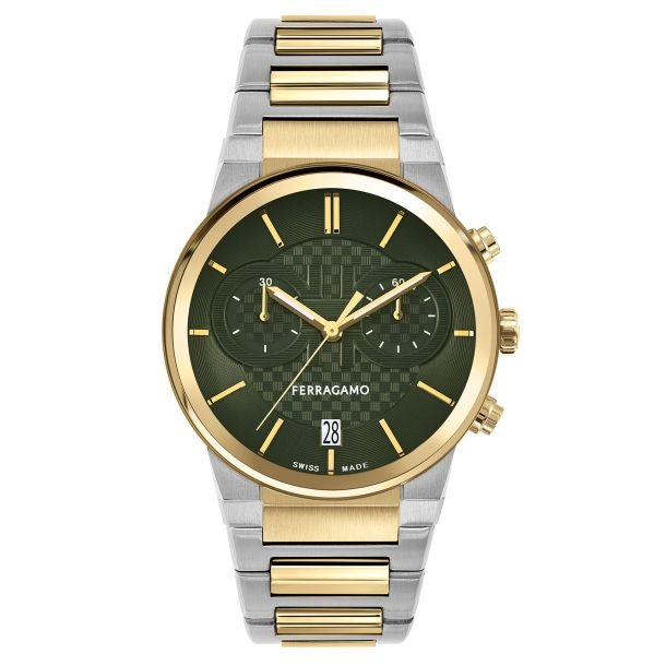 Ferragamo Chronograph Quartz Green Dial Mens Watch SFME01223 409$