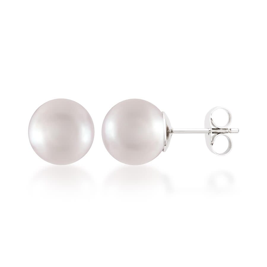 Belacqua 7-8mm White Freshwater Pearl Stud Earrings in Sterling Silver Jewelry for Women