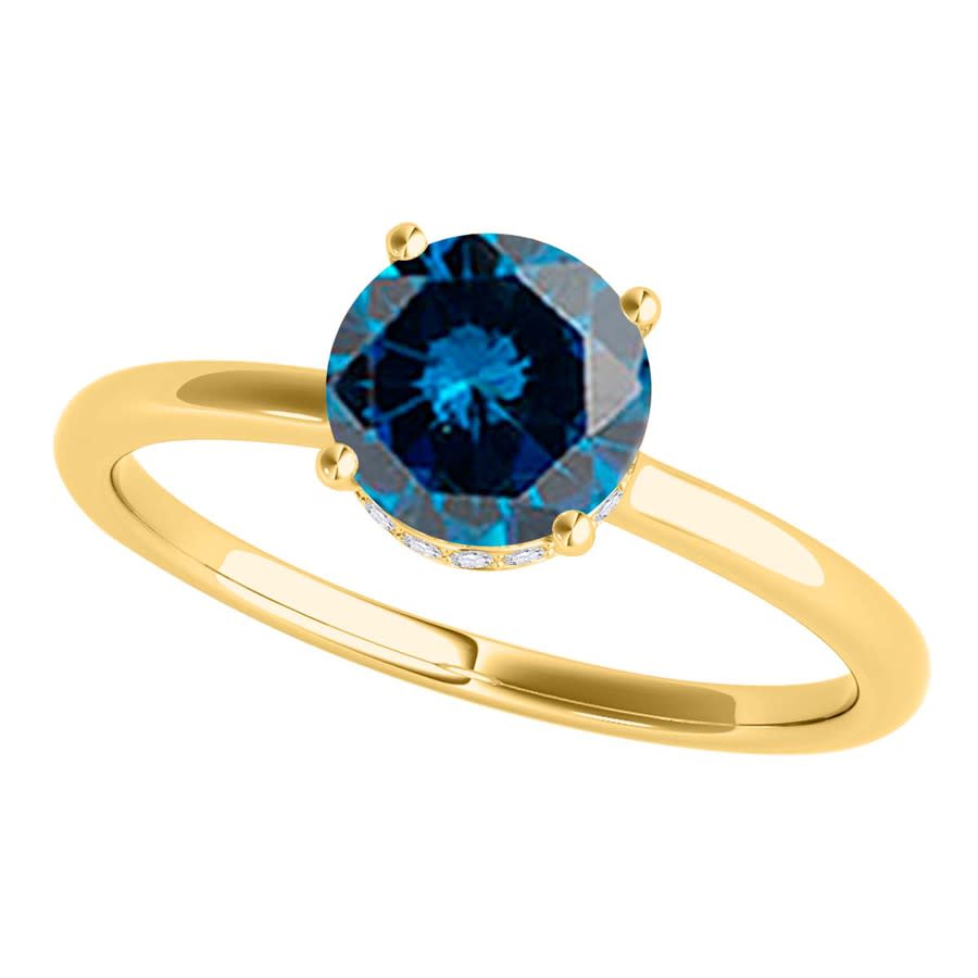 Maulijewels 106 Cttw Blue White Diamond Solitaire Engagement Ring For Women In 18K Solid Yellow Gold In Size 7 2100$