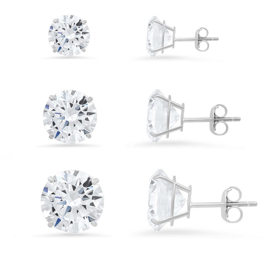 Kylie Harper Sterling Silver Set of 3 Round-cut Cubic Zirconia CZ Earring Set 49$