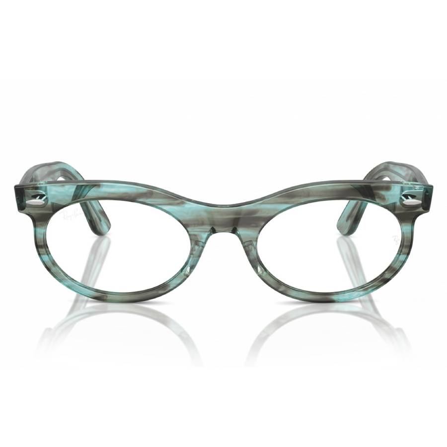 Ray-Ban Wayfarer Oval Optics Eyeglasses Striped Transparent Green Frame Clear Lenses Polarized 50-22