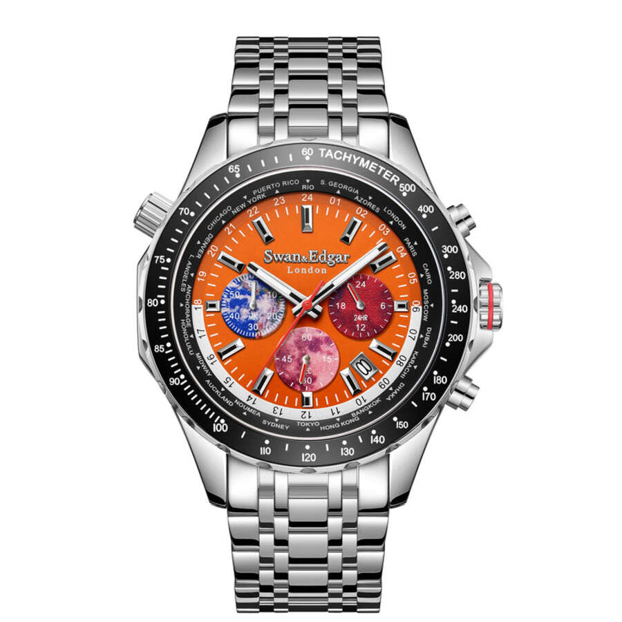 Swan Edgar Hybrid-Steel Chronograph Quartz Orange Dial Mens Watch SE01000W2 239$