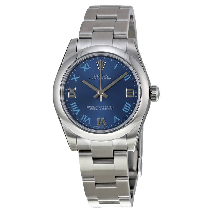 Rolex Oyster Perpetual 31 mm Azzuro Blue Dial Stainless Steel Bracelet Automatic Ladies Watch 177200BLRO Rolex Oyster Perpetual 31 mm Azzuro Blue Dial Stainless Steel Bracelet Automatic Ladies Watch 177200BLRO