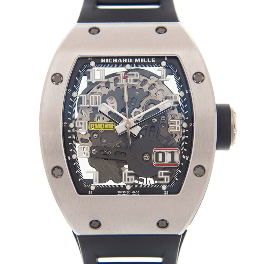 Richard Mille RM 029 Titanium Automatic with Oversize Date Black Dial Mens Watch RM029-TI