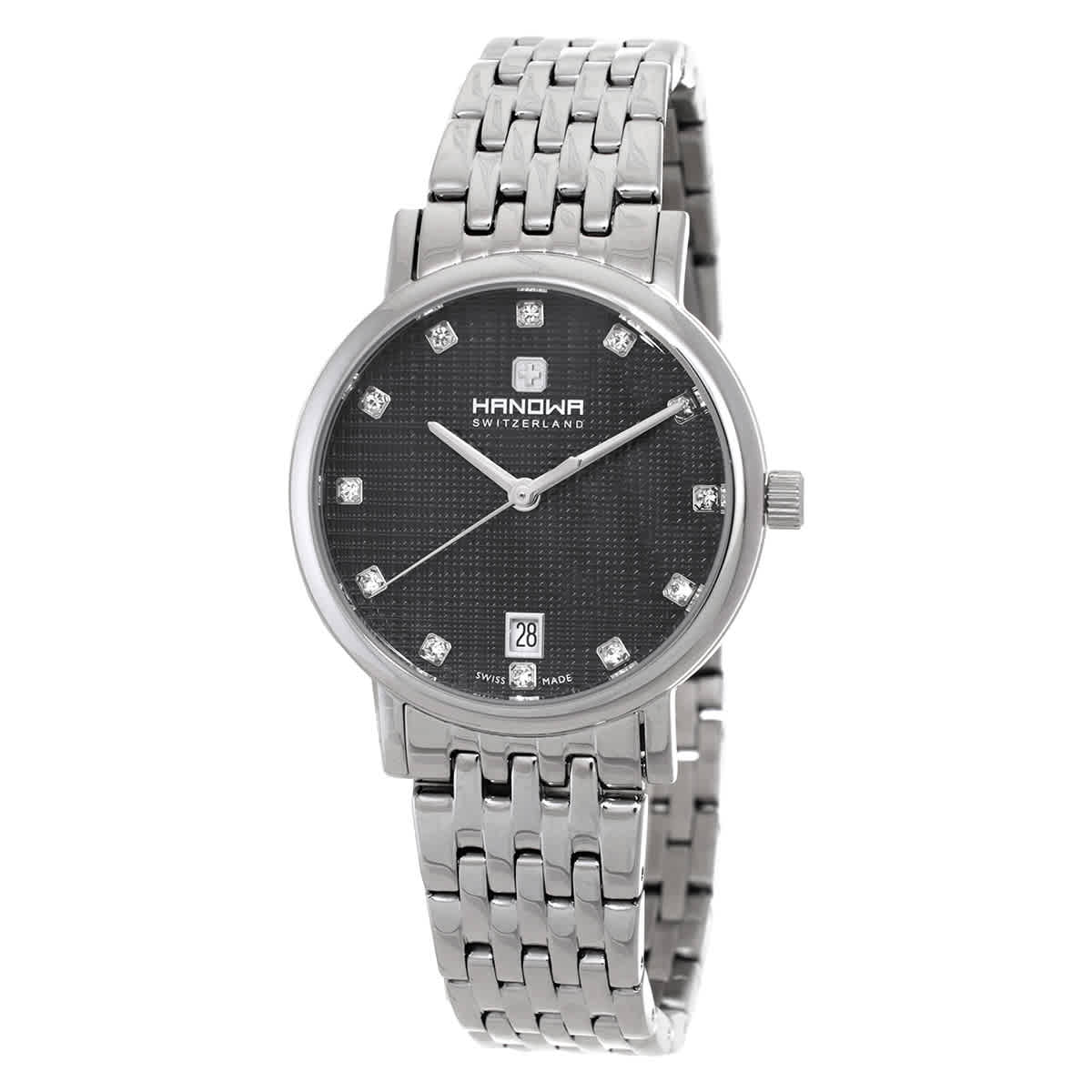 Hanowa Rivera Quartz Crystal Black Dial Ladies Watch HAWLH2200501