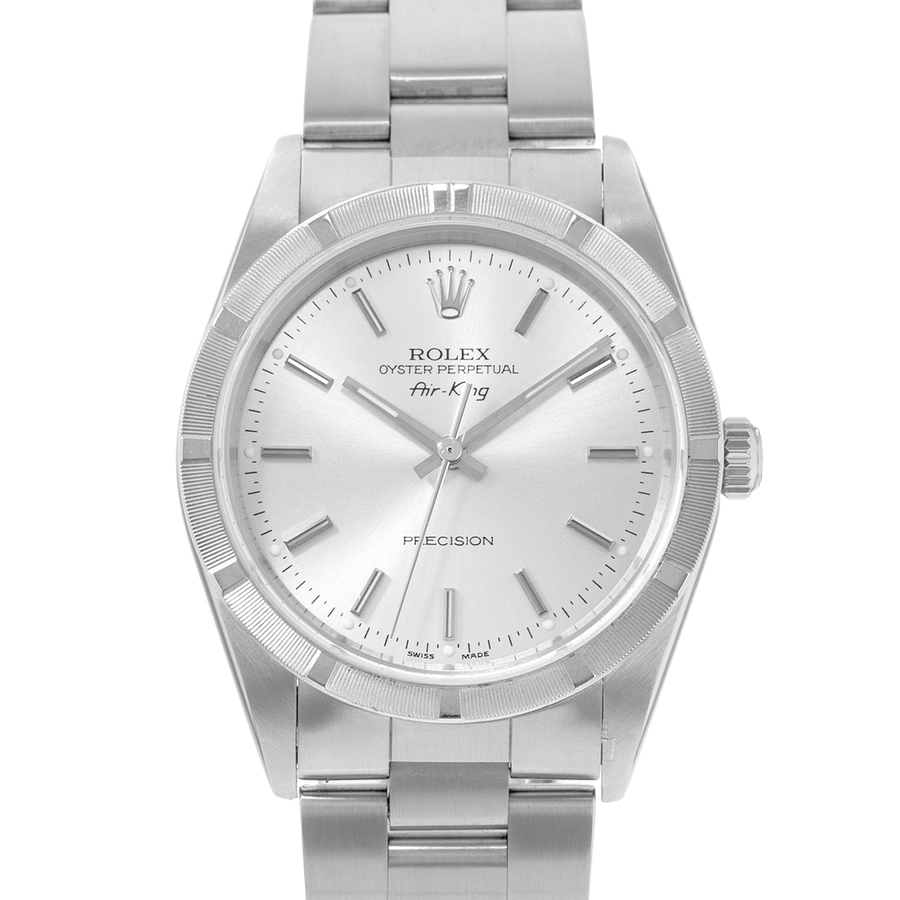 preowned rolex air king 34 automatic chronometer silver dial mens watch 14010 sso