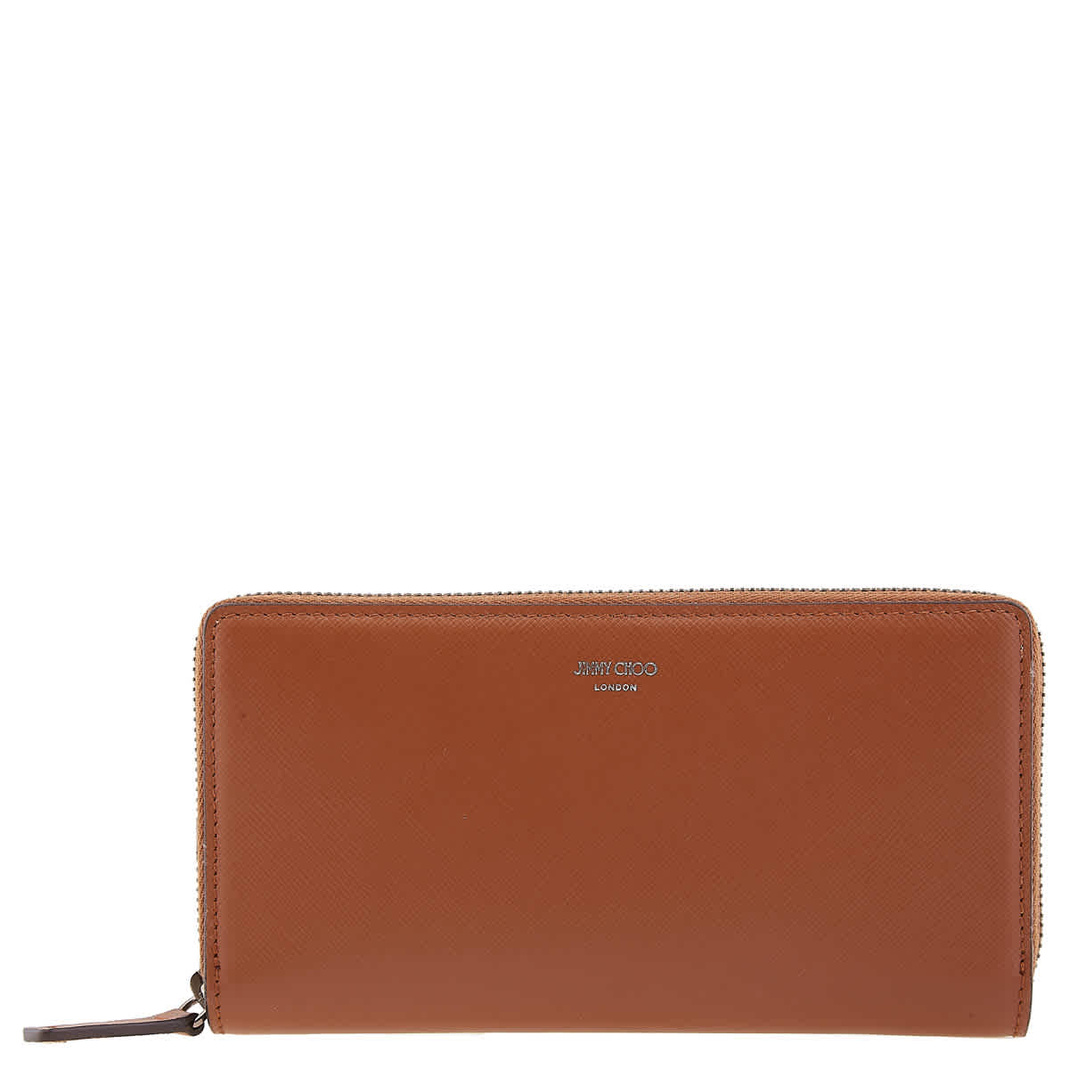 Jimmy Choo Phelix JC Emblem Leather Wallet J000164413-DARK TAN