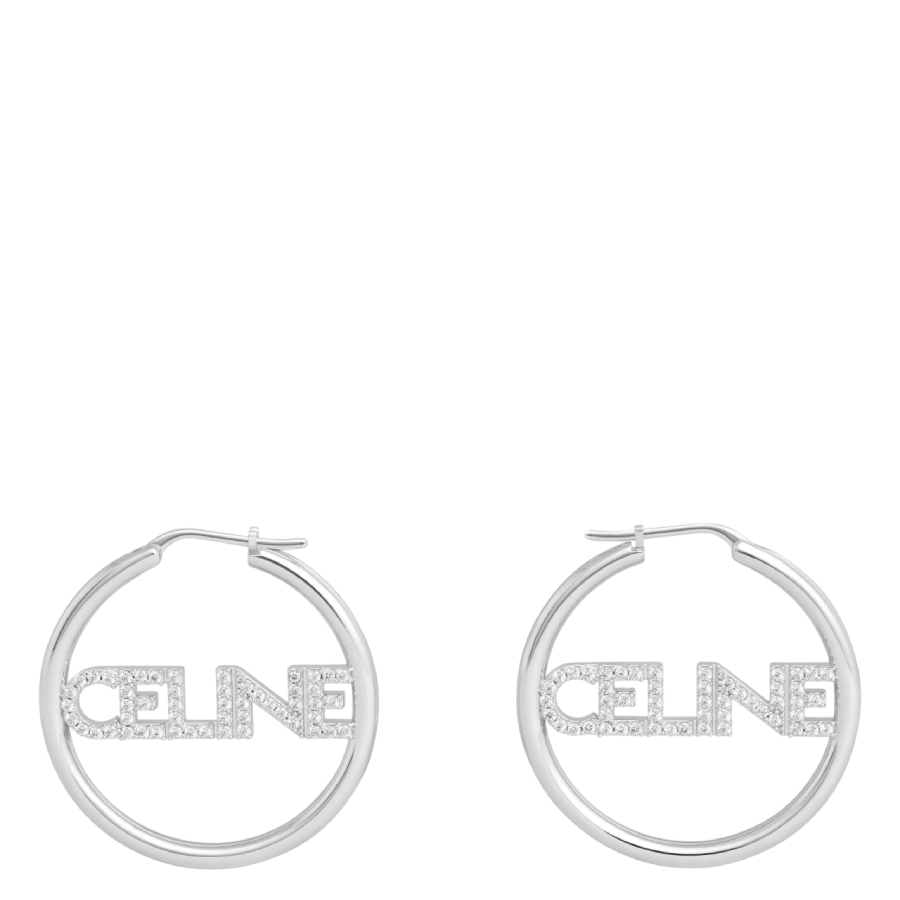 Celine Monochroms Strass Hoop Earrings 418$