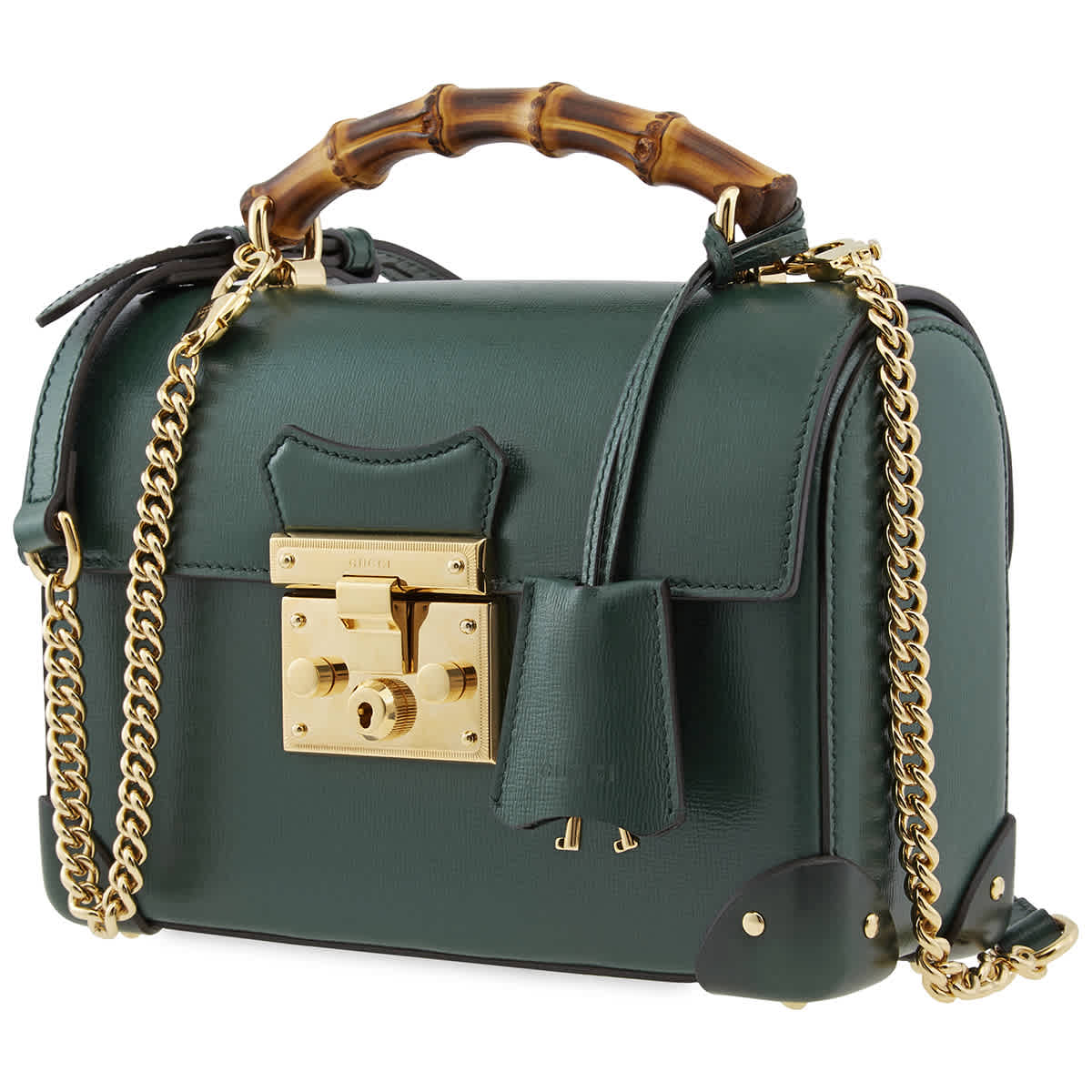gucci padlock bamboo shoulder bag