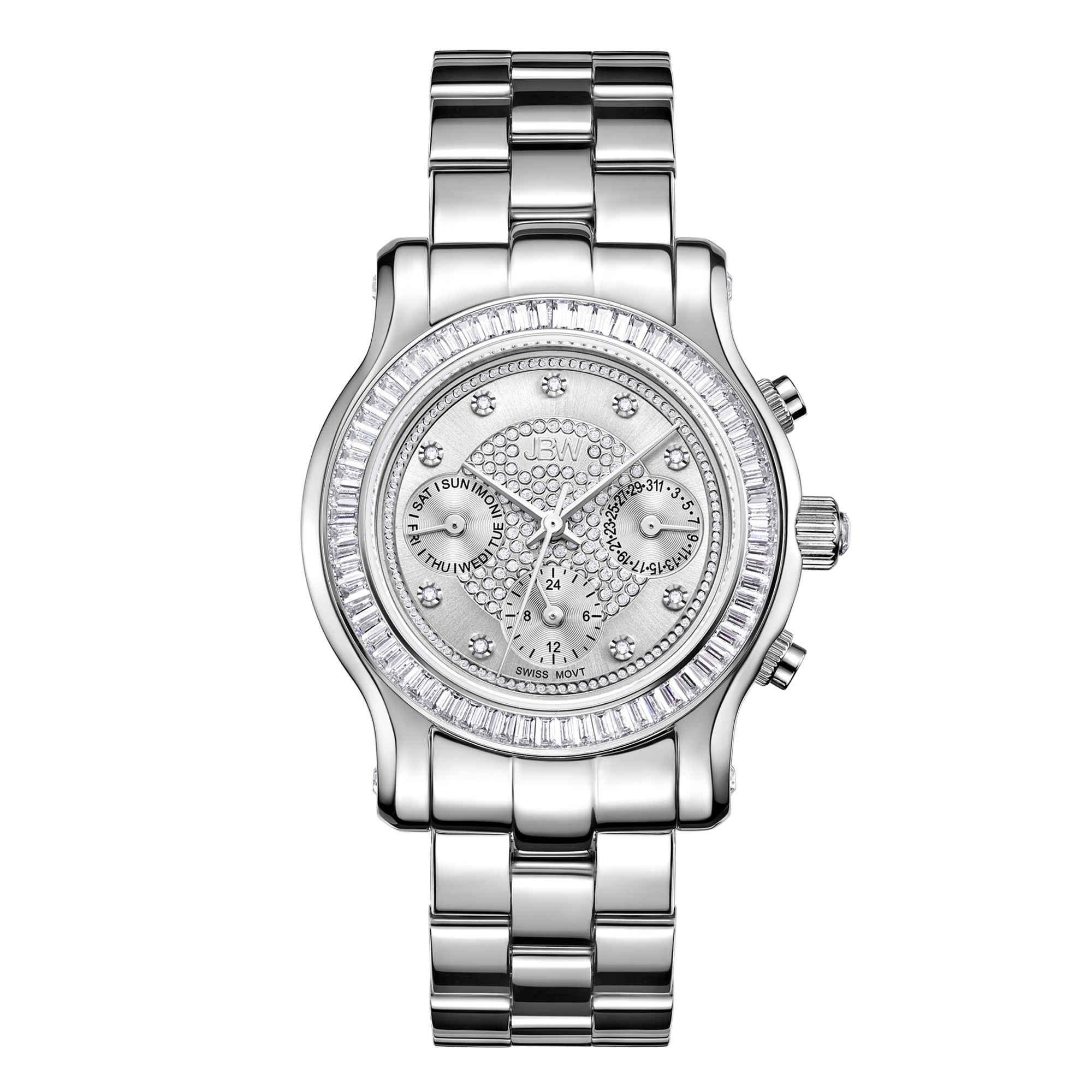 JBW Laurel Silver Multi-Function Diamond Dial Steel Bracelet Ladies Watch J6330B
