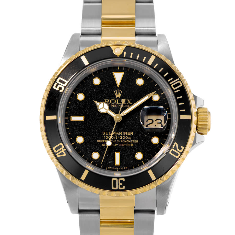 preowned rolex submariner date automatic chronometer black dial mens watch 16803 bkso