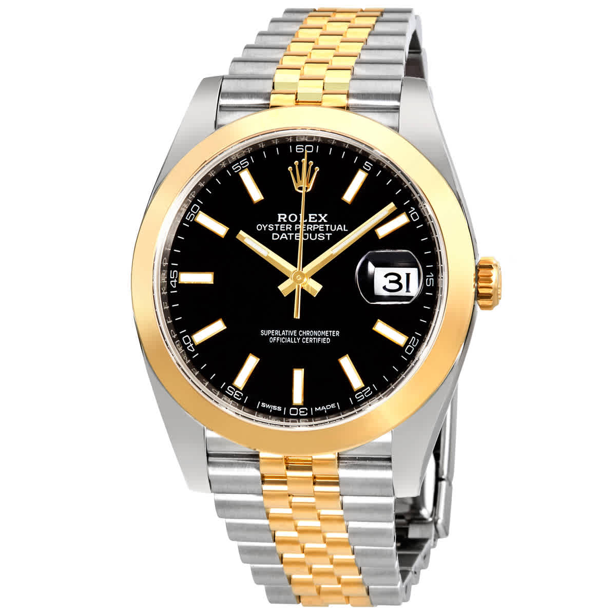 Rolex Datejust 41 Black Dial Steel and 18K Yellow Gold Jubilee Bracelet Mens Watch 126303BKSJ