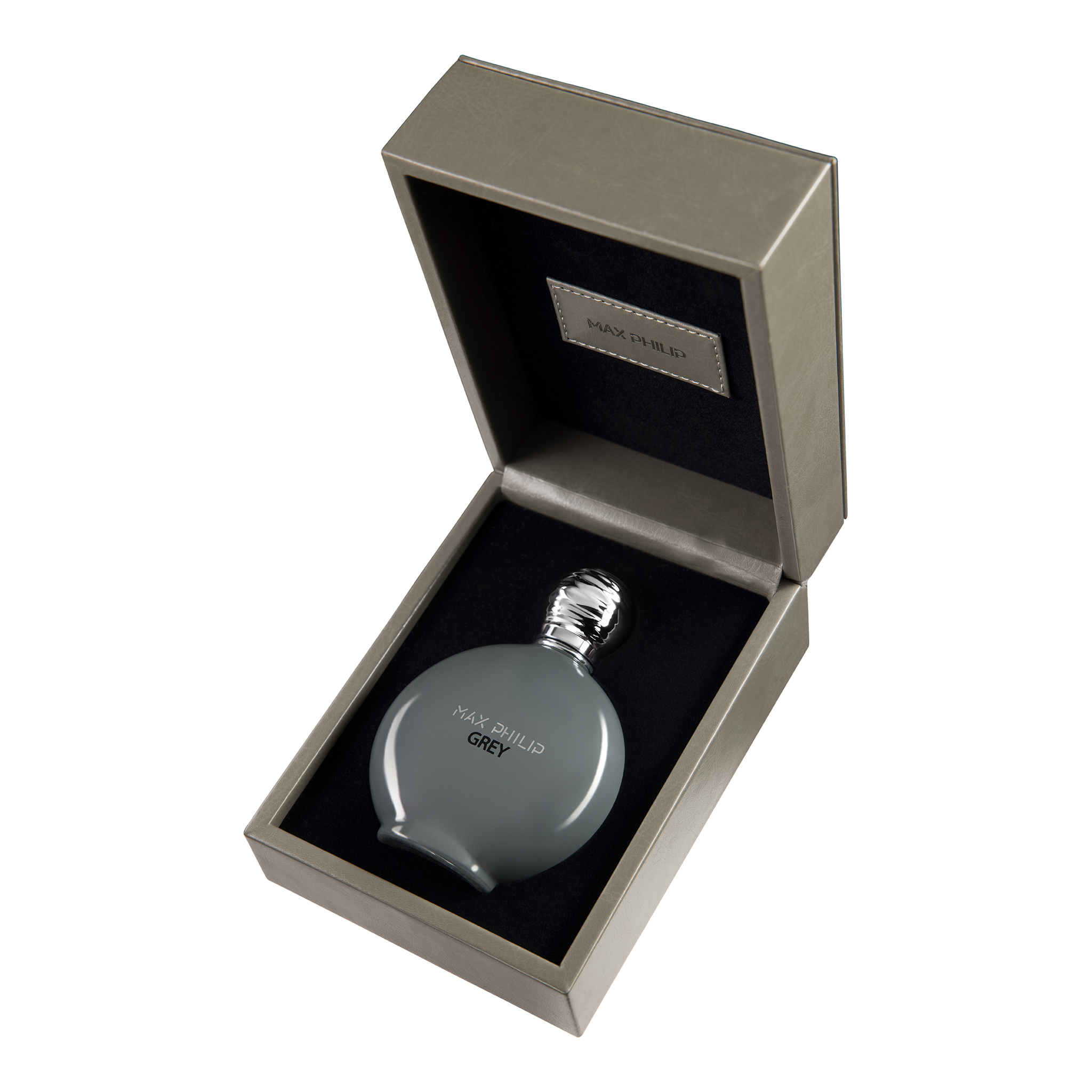 Max Philip Unisex Grey EDP 3.4 oz + Leather Box Fragrances 795847835426