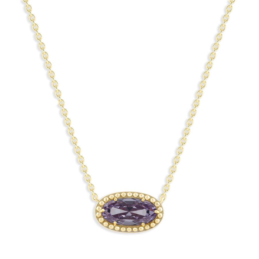 DiamondMuse Belacqua Alexandrite June Birthstone Oval Pendant Necklace in 14K Gold Plated Sterling Silver 60$